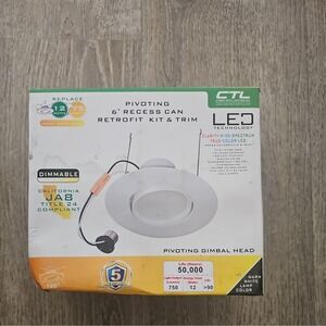 6 Inch LED Recessed Can Retrofit Kit Trim Pivoting Gimbal Head 12W Warm White‎